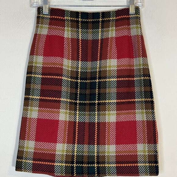 CHADWICKS Tartan Plaid Wool Blend Sz 4P Red Green Gold Vintage Academia Corpcore - Picture 1 of 6